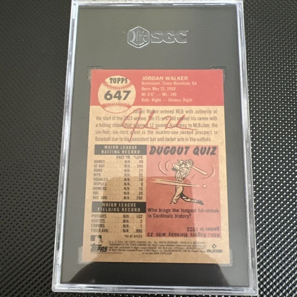 2023 Topps Living Jordan Walker RC SGC 9.5 Cardinals Low Pop